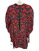 Rag & Bone Size 8 Red, Green, Blue Silk Long puff sleeve Floral Back Zip Dress Red, Green, Blue / 8
