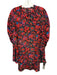 Rag & Bone Size 8 Red, Green, Blue Silk Long puff sleeve Floral Back Zip Dress Red, Green, Blue / 8