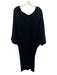 ALLSAINTS Size 8 Black Cotton Stretch Knit Dolman Sleeve Ribbed Drop Waist Dress Black / 8