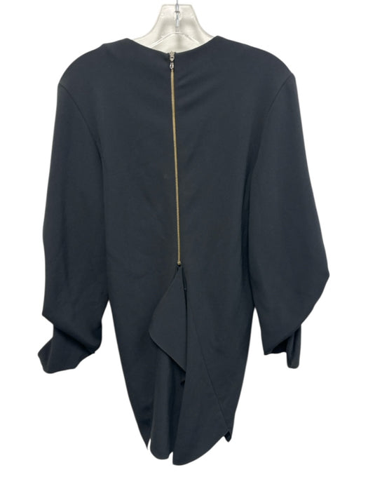 Roland Mouret Size 8 Black Viscose Blend Long Sleeve Pierced Detail V Neck Dress Black / 8