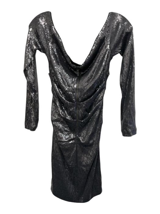 Nicole Miller Size 8 Gray Rayon Blend Long Sleeve Sequins Off Shoulder Dress Gray / 8