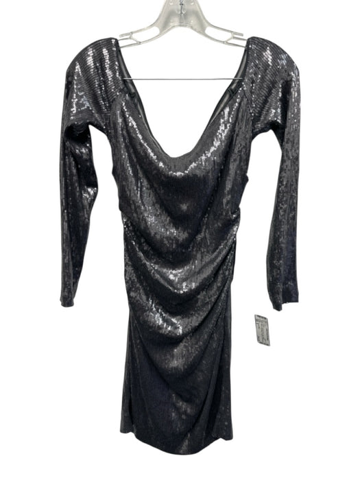 Nicole Miller Size 8 Gray Rayon Blend Long Sleeve Sequins Off Shoulder Dress Gray / 8