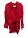 Hellessy Size 8 Red Acetate Blend Long Sleeve Paisley Pleated Surplice Dress Red / 8