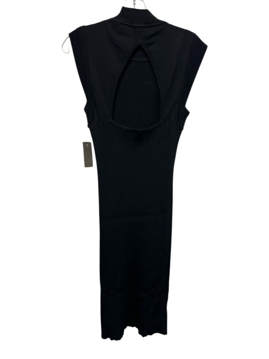 Nicole Miller Collection Size Medium Black Viscose Blend Cap Sleeve Ribbed Dress Black / Medium