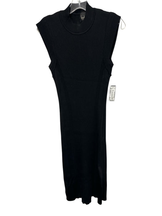Nicole Miller Collection Size Medium Black Viscose Blend Cap Sleeve Ribbed Dress Black / Medium