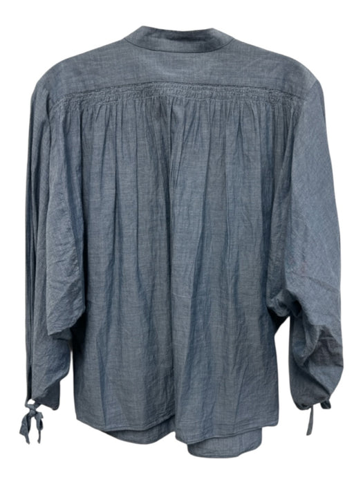 Doen Size Medium Medium Wash Cotton Chambray Button Front Gathered Top Medium Wash / Medium