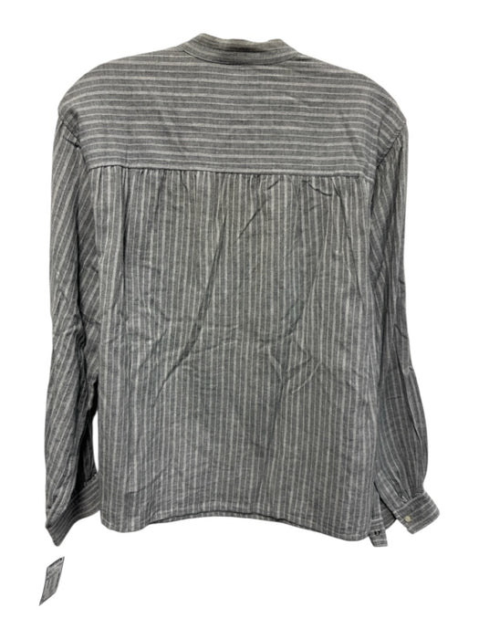 Isabel Marant Etoile Size 42 Gray Cotton Long Sleeve Striped Half Button Top Gray / 42