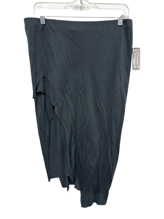 Helmut Lang Size Medium Dark Gray Tencel Elastic Waist Heathered Side Slit Skirt Dark Gray / Medium