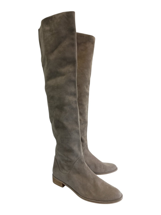 Stuart Weitzman Shoe Size 10.5 Taupe Gray Suede leather Almond Toe Elastic Boots Taupe Gray / 10.5