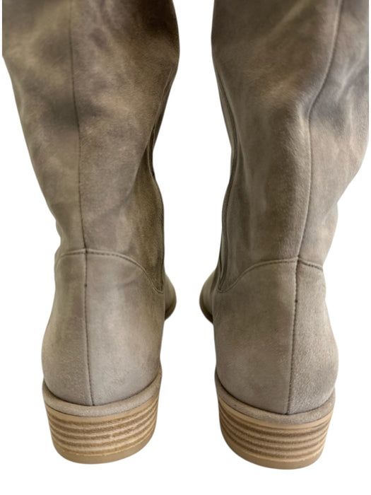 Stuart Weitzman Shoe Size 10.5 Taupe Gray Suede leather Almond Toe Elastic Boots Taupe Gray / 10.5