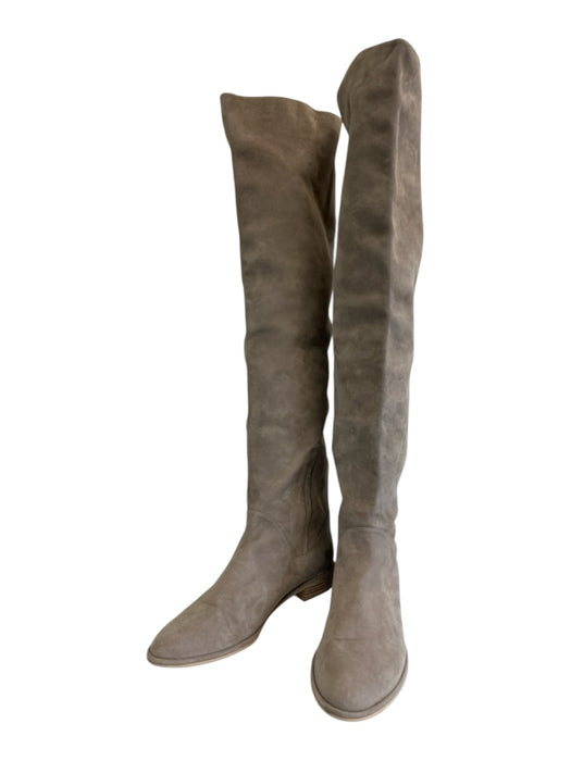 Stuart Weitzman Shoe Size 10.5 Taupe Gray Suede leather Almond Toe Elastic Boots Taupe Gray / 10.5