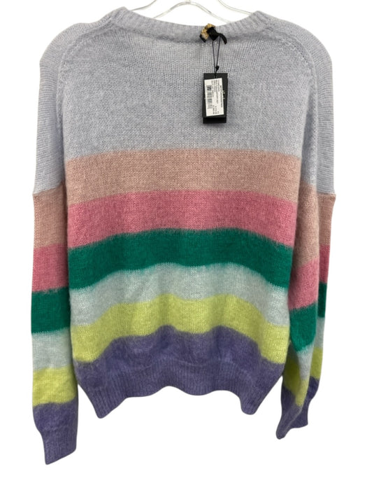 Maje Size 3 Pink, Green, Purple Acrylic Blend Long Sleeve Striped Knit Sweater Pink, Green, Purple / 3