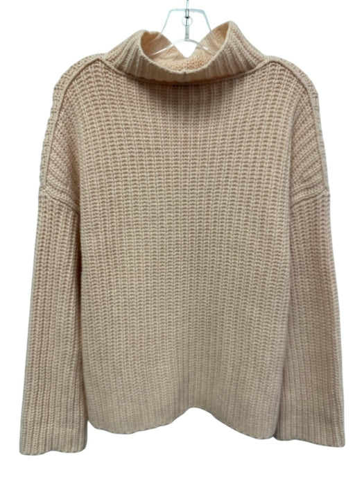Vince Size Large Light Pink Wool Blend Long Sleeve Crochet Knit Sweater Light Pink / Large