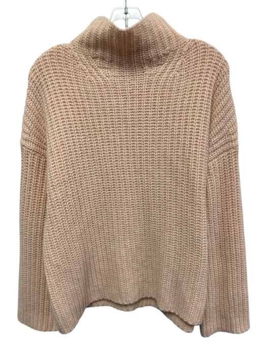 Vince Size Large Light Pink Wool Blend Long Sleeve Crochet Knit Sweater Light Pink / Large
