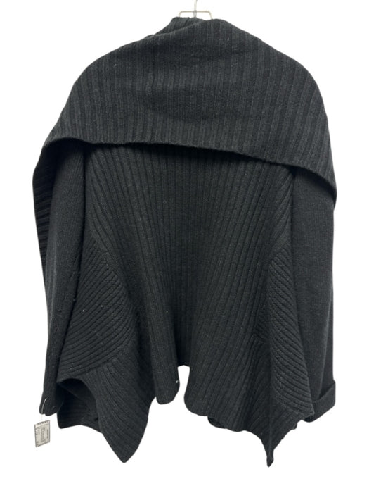 ALLSAINTS Size Large Black Wool Blend Long Sleeve Ribbed Open Front Sweater Black / Large