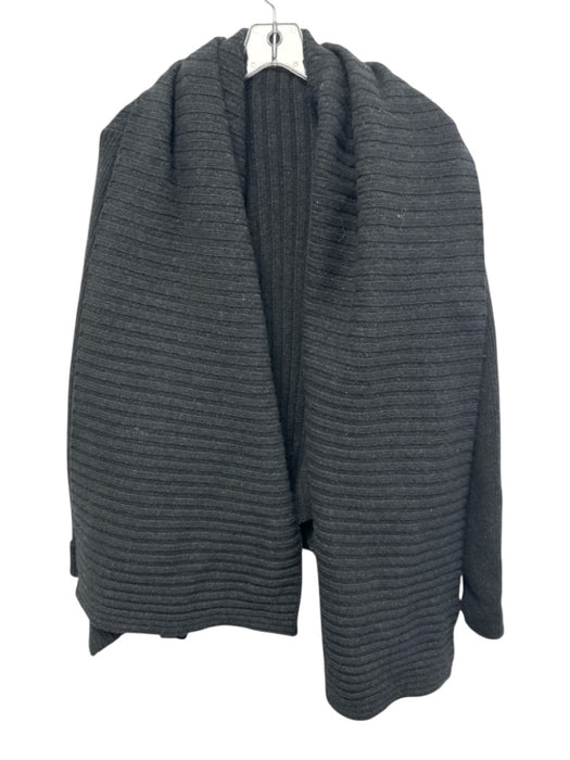 ALLSAINTS Size Large Black Wool Blend Long Sleeve Ribbed Open Front Sweater Black / Large
