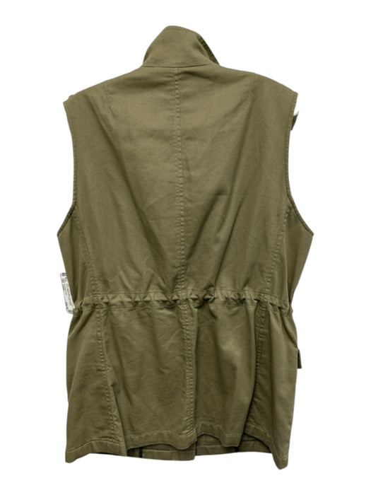 Rag & Bone Jean Size Large Olive Green Cupro Button Front Cargo Pockets Vest Olive Green / Large
