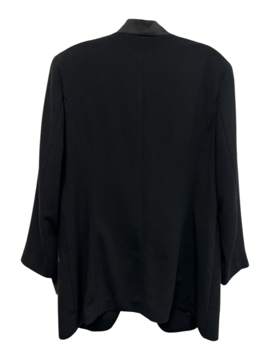 Marella Size Est L Black Long Sleeve One Button Satin Trim Blazer Jacket Black / Est L