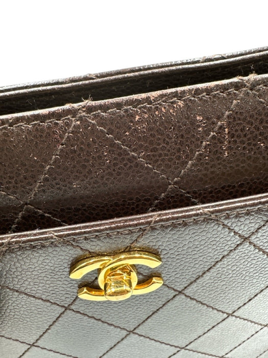 Chanel Chocolate Brown Leather Quilted Gold Chain Shoulder Bag Bag Chocolate Brown / S/M