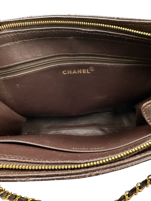 Chanel Chocolate Brown Leather Quilted Gold Chain Shoulder Bag Bag Chocolate Brown / S/M