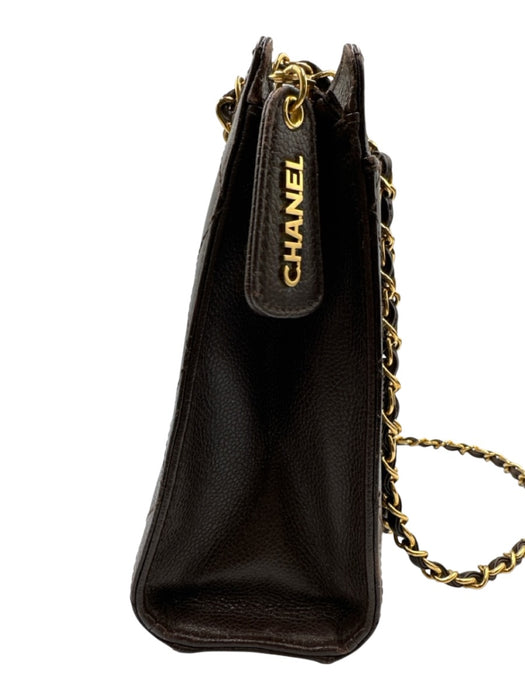 Chanel Chocolate Brown Leather Quilted Gold Chain Shoulder Bag Bag Chocolate Brown / S/M