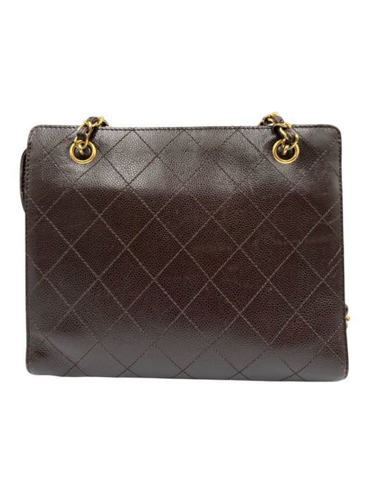 Chanel Chocolate Brown Leather Quilted Gold Chain Shoulder Bag Bag Chocolate Brown / S/M
