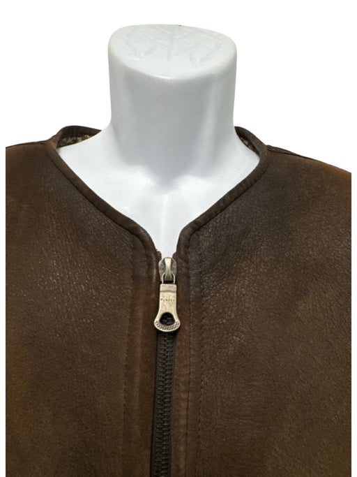 Purdey Size Est L Brown Leather Solid Fur Lining Men's Vest Brown / Est L