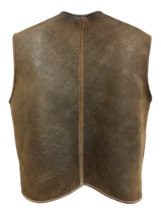 Purdey Size Est L Brown Leather Solid Fur Lining Men's Vest Brown / Est L