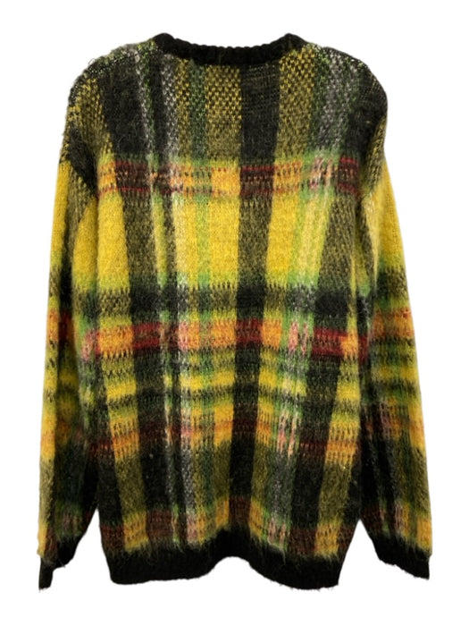 supreme Size L Yellow & Green Synthetic Plaid Crew Neck Men's Sweater Yellow & Green / L