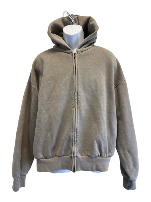 Essentials Size L Gray Cotton Blend Solid Zip UP Hoodie Men's Jacket Gray / L