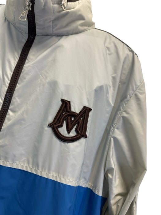 Moncler NWT Size 5 Gray & Blue Synthetic Solid Windbreaker Men's Jacket Gray & Blue / 5