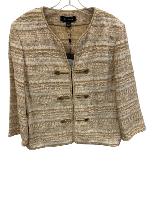 St. John Size 16 Butterscotch Wool, Rayon, & Cotton Hook & Eye Jacket Butterscotch / 16