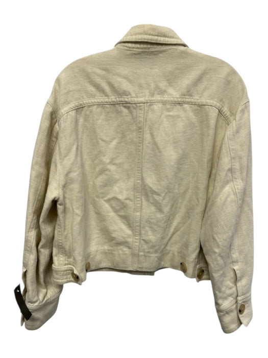Vince Size L Butter Cream Cotton & Linen Collar Buttons Denim Jacket Butter Cream / L