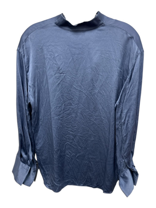 Vince Size XS Slate Blue Silk Long Sleeve Split V neckline Top Slate Blue / XS