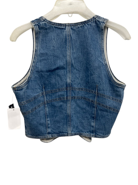 Good American Size 2/M Medium Wash Cotton Denim Sleeveless Hook & Eye corset Top Medium Wash / 2/M