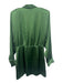 Zara Size M Green Polyester Satin Long Puff Sleeve Faux Wrap Mini Dress Green / M