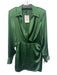 Zara Size M Green Polyester Satin Long Puff Sleeve Faux Wrap Mini Dress Green / M