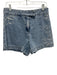 Meshki Size M Light Wash Cotton Denim Zip Fly Floral Embroidery High Rise Shorts Light Wash / M