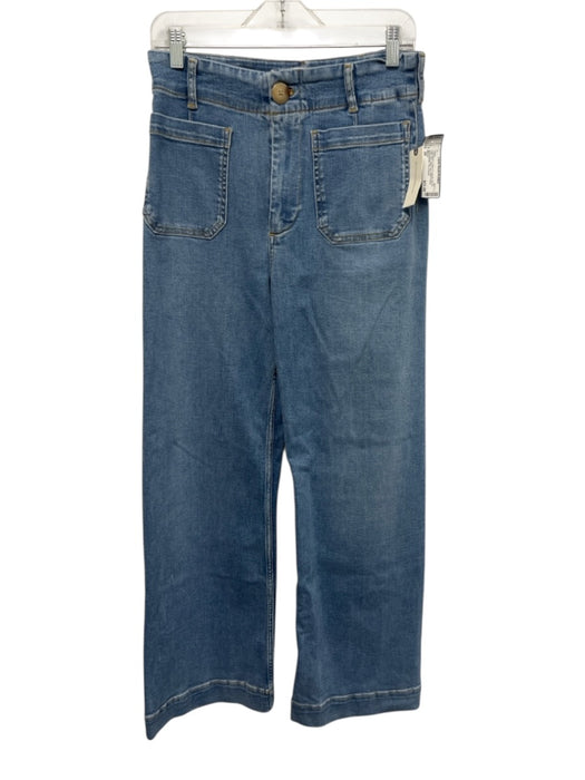 Maeve Size 28 Light Wash Cotton & Lyocell Zip Fly High Rise Wide Leg Jeans Light Wash / 28