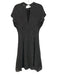 Zara Size M Black & White Viscose Short Cap Sleeve Polka Dot Tie Neck Midi Dress Black & White / M