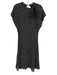 Zara Size M Black & White Viscose Short Cap Sleeve Polka Dot Tie Neck Midi Dress Black & White / M