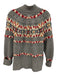 LL Bean Size M Gray, Red & Multi Cotton Open Knit Design Mock Neck Sweater Gray, Red & Multi / M