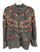 LL Bean Size M Gray, Red & Multi Cotton Open Knit Design Mock Neck Sweater Gray, Red & Multi / M