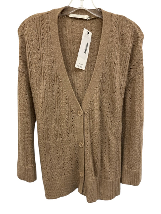 One Grey Day Size M Light Brown Nylon Blend Open Knit Waist tie Cardigan Sweater Light Brown / M