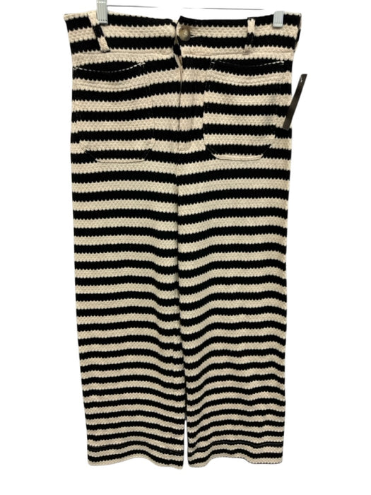 Maeve Size 27 Cream & Black Cotton Blend Horizontal Stripes Scalloped Pants Cream & Black / 27