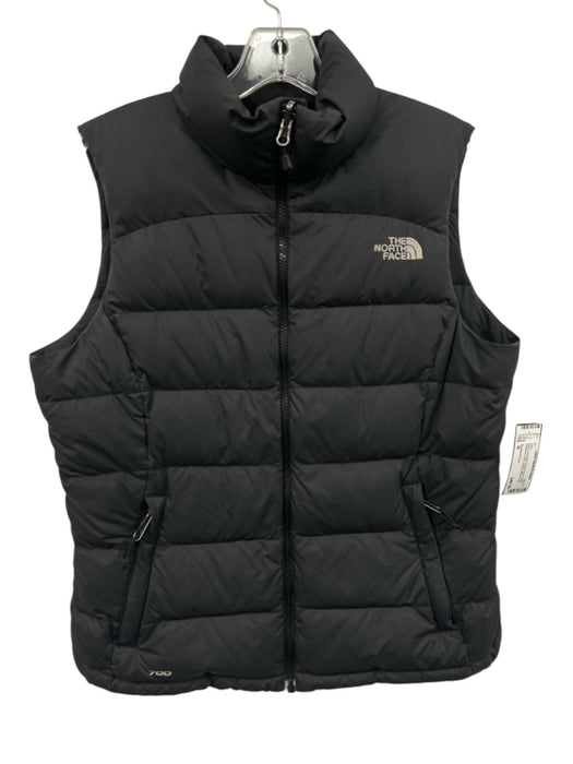 The North Face Size M Black Polyester Goose Down Puffer Sleevless ruffle Vest Black / M