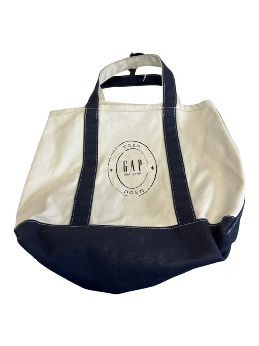 Doen Cream & Navy Canvas Color Block Logo Bag Cream & Navy / One Size