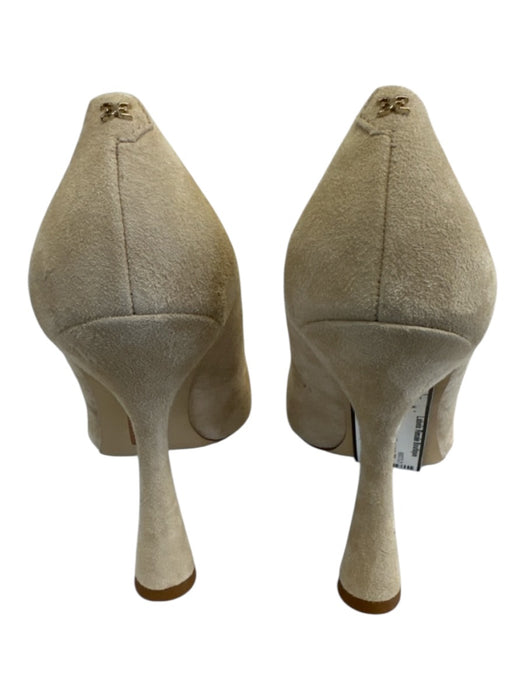 Sam Edelman Shoe Size 7 Beige Suede Pointed Toe Logo Mid Heel Pumps Beige / 7