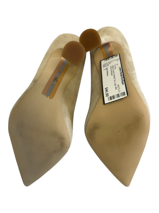 Sam Edelman Shoe Size 7 Beige Suede Pointed Toe Logo Mid Heel Pumps Beige / 7