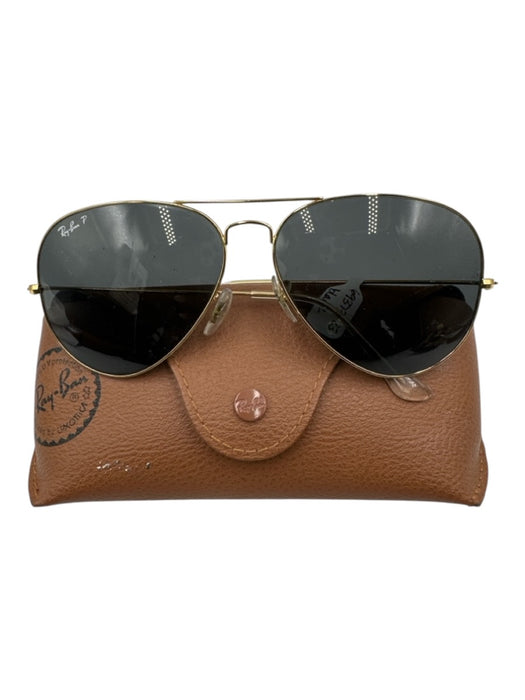 RayBan Gold & Black Gold Tone Metal frames Polarized case incl Sunglasses Gold & Black